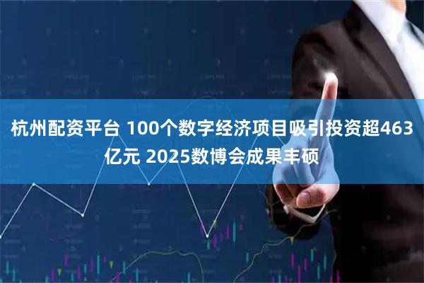 杭州配资平台 100个数字经济项目吸引投资超463亿元 2025数博会成果丰硕